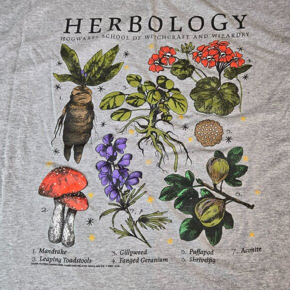 Harry Potter Herbology T-Shirt XL Hogwarts School Of Witchcraft Wizardry Gray - Picture 2 of 7